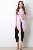 Hooded French Terry Long Sleeves Triple Slits Top