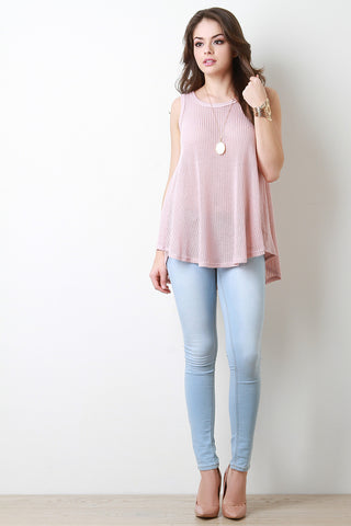 Loose Knit Sleeveless Trapeze Top