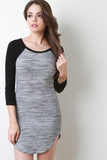 Marled Rib Knit Raglan Sleeve Dress