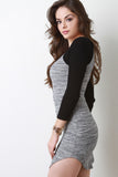 Marled Rib Knit Raglan Sleeve Dress