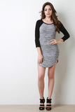 Marled Rib Knit Raglan Sleeve Dress