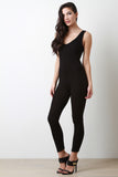 Rib Knit Scoop Neck Sleeveless Jumpsuit