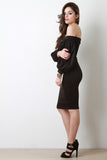 Bishop Sleeve Off-The-Shoulder Keyhole Dress