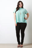 Mock Neck Crepe Trapeze Top With Necklace