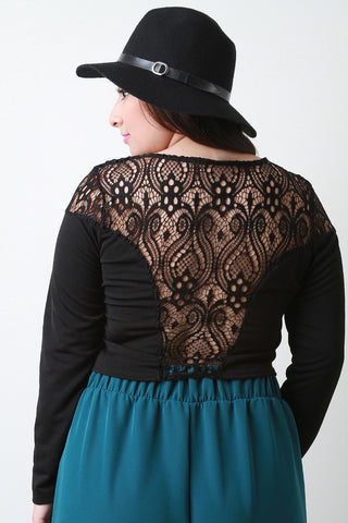 Paisely Lace Yoke Crop Top