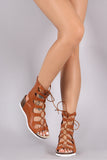 Open Toe Lace Up Footbed Platform Wedge Sandal