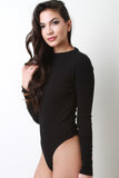 Vertical Ribbed Knit Mock Bodysuit