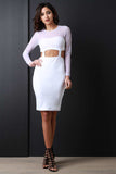 Cut Out Midriff Long Sleeve Midi Dress