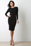 Mesh Panels Long Sleeve Dress