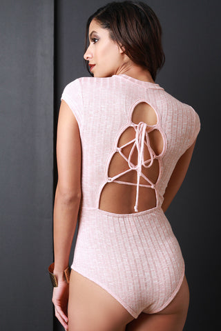 Mock Neck Corset Back Bodysuit