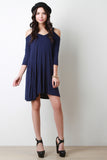 Cold Shoulder Quarter Sleeve Trapeze Dress