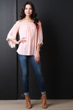 Tassel Angel Sleeves Off Shoulder Peasant Top