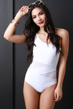 One Shoulder Mesh Panel Swimsuit