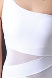 One Shoulder Mesh Panel Swimsuit