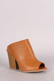 Qupid Peep Toe Slip On Mule Chunky Heel