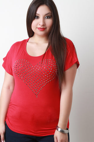 Rhinestone Embellished Heart Side Cinched Top