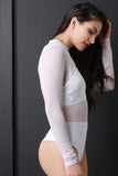 Crew Neck Long Sleeve Mesh Bodysuit