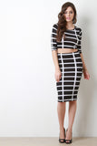 Grid Print Midi Pencil Skirt