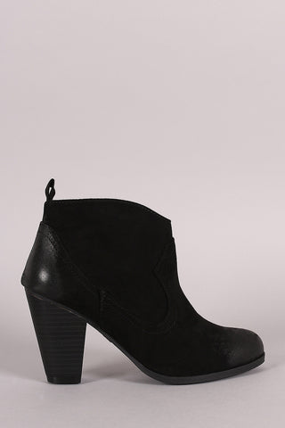 Qupid Cowgirl Burnished Ankle Boots